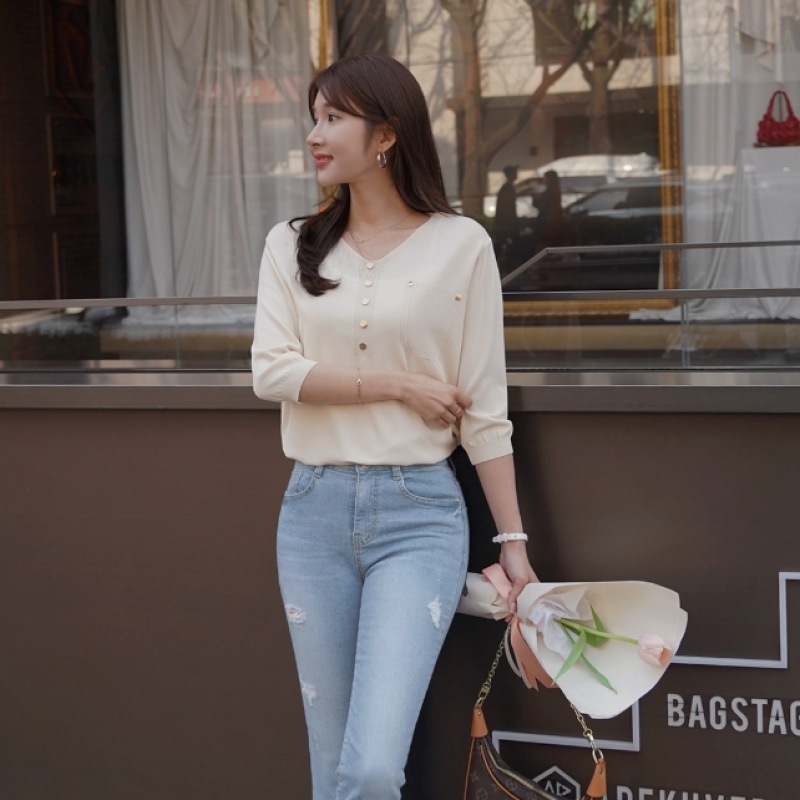 クリック&ファニーザクールボタンビスコースニット クリック&ファニーザクールボタンビスコースニット