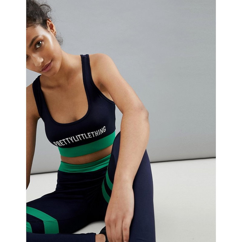 プリティリトルシング レディース トップス【PrettyLittleThing Logo Contrast Stripe Gym Top】Navy プリティリトルシング レディース トップス【PrettyLittleThing Logo Contrast Stripe Gym Top】Navy