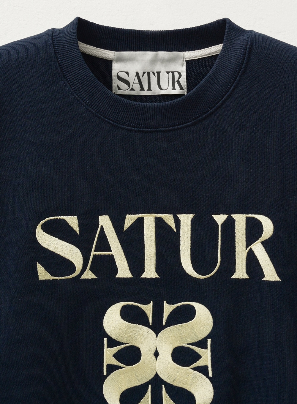 ★SATUR★ Classic Logo Sweatshirt Navy Yellow SATUR | 세터 | 클래식 로고 스웨트셔츠 네이비 옐로우