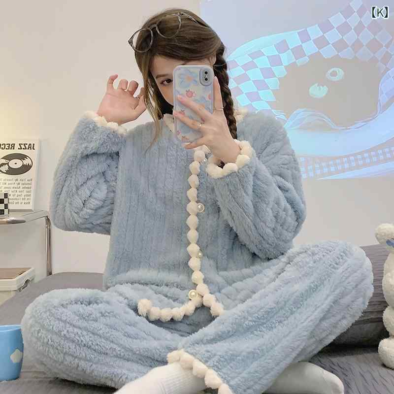 ルームウェア レディース パジャマ 部屋着 ガーリー コーラルベルベット フランネル 春秋冬 長袖 ラウンドネック スクエアネック プルオーバー 暖かい ホームウェア ホワイト ブルー グリーン ルームウェア レディース パジャマ 部屋着 ガーリー コーラルベルベット フランネル 春秋冬 長袖 ラウンドネック スクエアネック プルオーバー 暖かい ホームウェア ホワイト ブルー グリーン