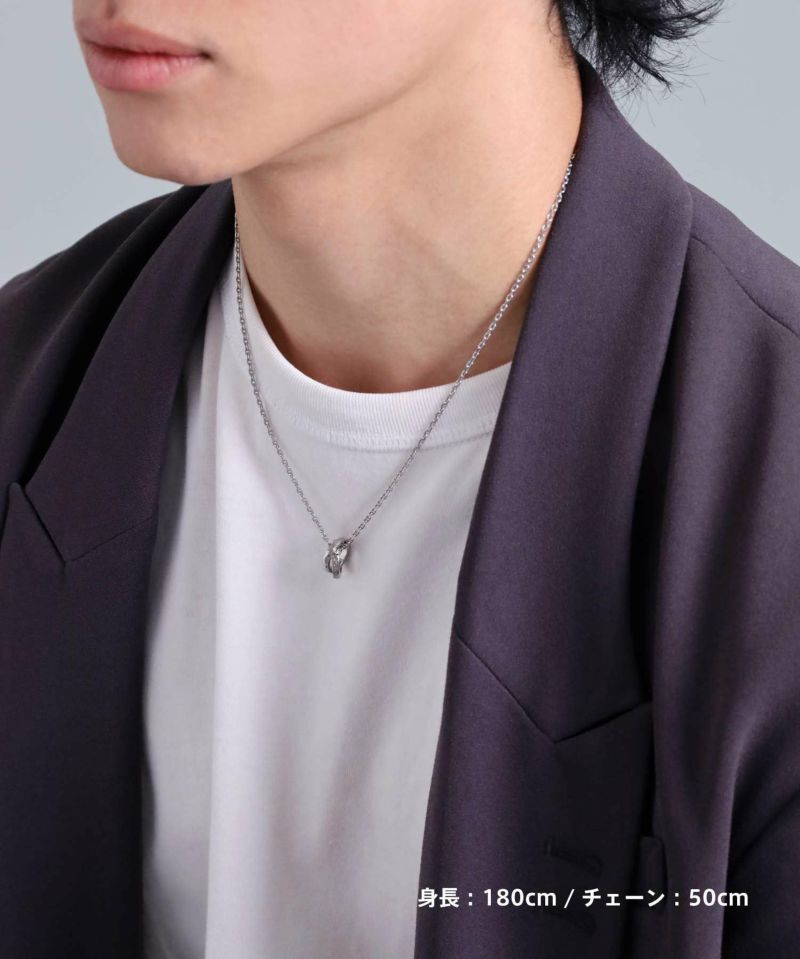 ライオンハート LH-1 タテガミ ダブルリング ネックレス フラグメント サージカルステンレス (シルバー) 金属アレルギー対応 03NE069ASV LION HEART メンズ 男性