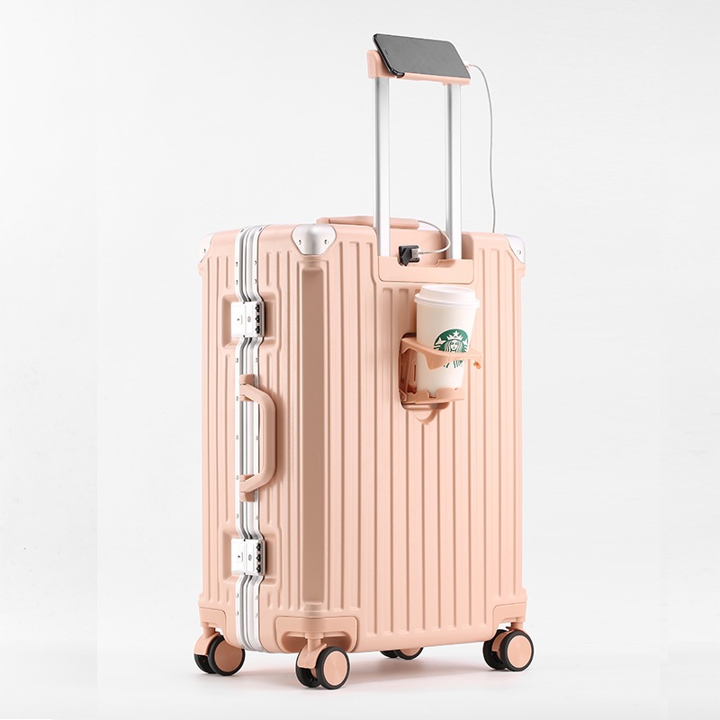 新発売スーツケース usbポート付き 充電機能 20インチ アルミフレーム TSAロック カップホルダー付き 荷物フック 軽量 2泊3日 修学旅行