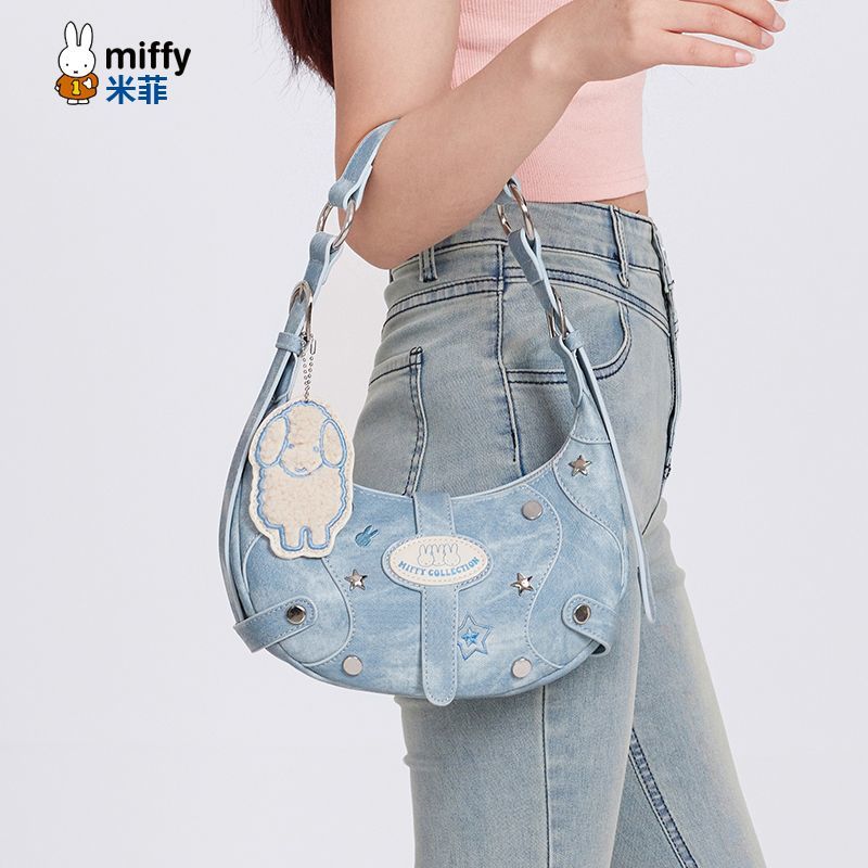 ミッフィーリベットカウボーイ風三日月バッグ2024年新バッグ小衆甘いギャル腋の下シングルバッグ女 ミッフィーリベットカウボーイ風三日月バッグ2024年新バッグ小衆甘いギャル腋の下シングルバッグ女