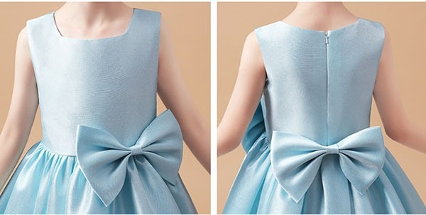 キッズドレス ピアノ発表会 中学生 ワンピース ドレス 女の子 子供服 ガール ピアノ 発表会 子供ドレス リボン ネイビー オフホワイト ライトブルー ノースリーブ シンプル かわいい お姫様 エレ