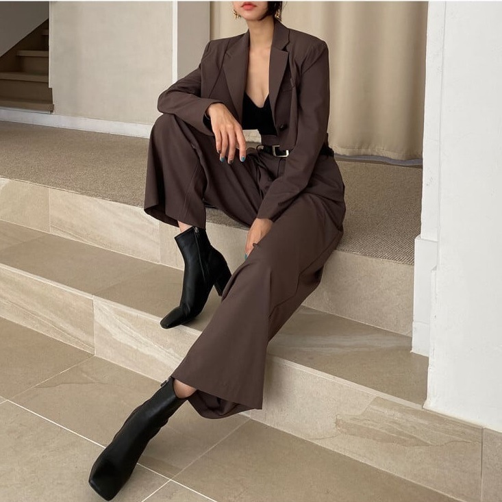 【送料無料】レディース マニッシュ パンツスーツ セットアップ ジャケット + パンツ 【送料無料】レディース マニッシュ パンツスーツ セットアップ ジャケット + パンツ
