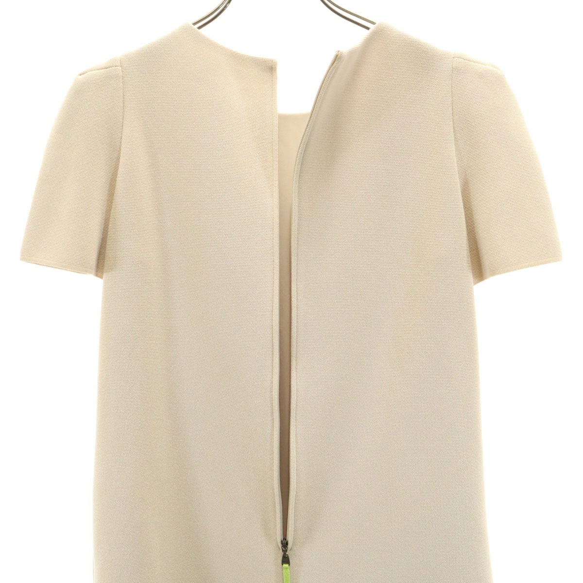 日本製 半袖 ニット ミニワンピース 40 ベージュ レディース 古着
