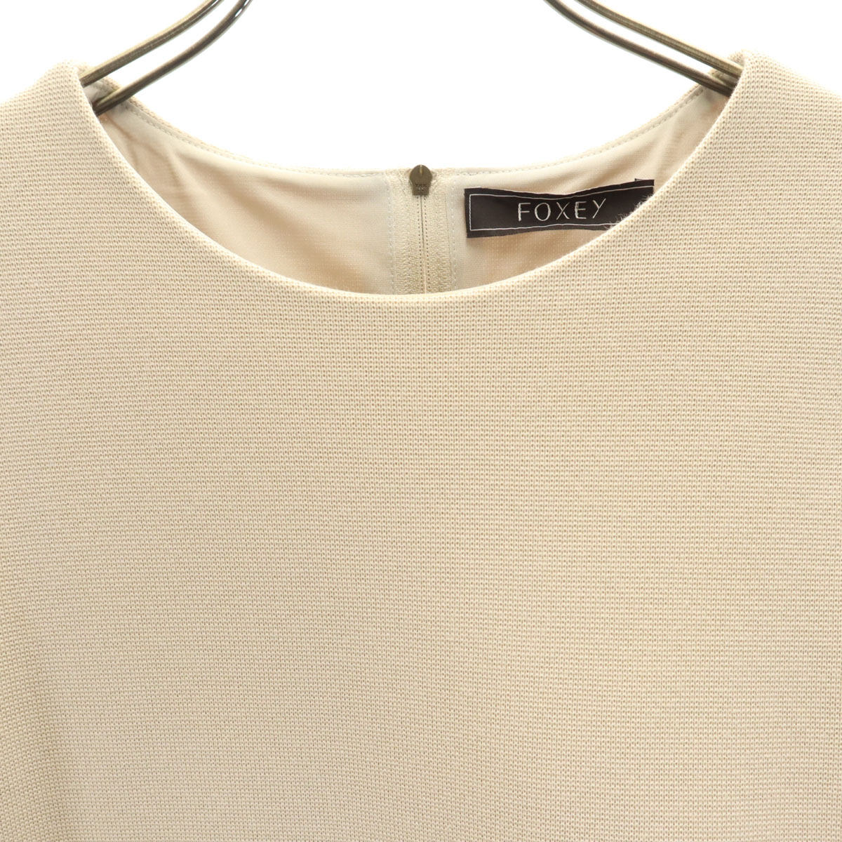 日本製 半袖 ニット ミニワンピース 40 ベージュ レディース 古着