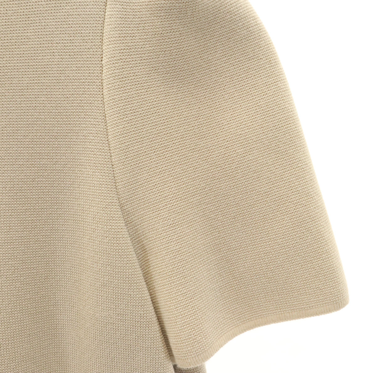 日本製 半袖 ニット ミニワンピース 40 ベージュ レディース 古着