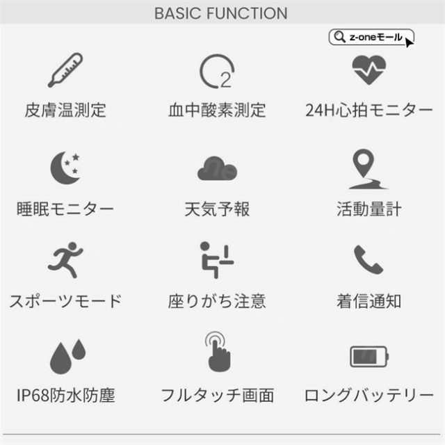 スマートウォッチ 通話機能 夏新作 フルビューディスプレイ 1.7インチ 2週間持続バッテリー 高精度睡眠測定 ミッドナイト ブラック 進化したディスプレイ 100種類スポーツモード 着信通知LIN