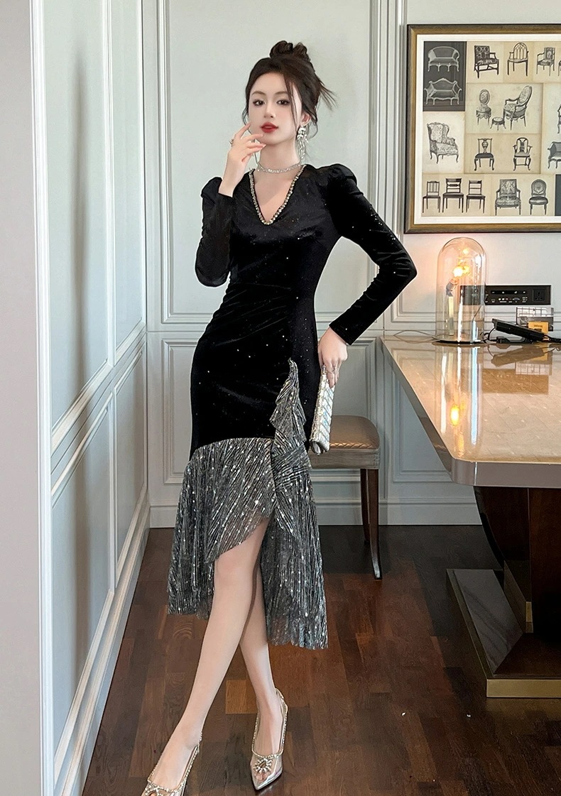 【毎日厳選 】 2025 タイトワンピース 姫系ワンピース シンプル ワンピース インポート ひざ丈 ミドル丈 エレガント 韓国ファッション シンプル Vネック パーティドレス 長袖 お嬢様 セクシー 【毎日厳選 】 2025 タイトワンピース 姫系ワンピース シンプル ワンピース インポート ひざ丈 ミドル丈 エレガント 韓国ファッション シンプル Vネック パーティドレス 長袖 お嬢様 セクシー