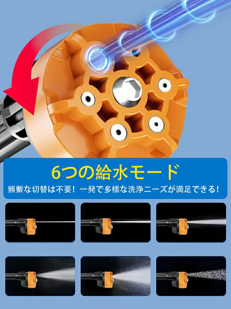 【急速出荷】【1年保証】高圧洗浄機 コードレス 充電式 家庭用 強力 コンパクト 小型 21V 4.0MPa PSE認証済 6in1多機能ノズル 強力水力噴射 大容量バッテリーマキタ併用 タンクレス