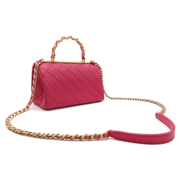 シャネル CHANEL 2WAYバッグ マトラッセ 20 トップハンドル レザー ピンク マットゴールド金具 ピンク ハンドバッグ 30****** 【箱】【中古】