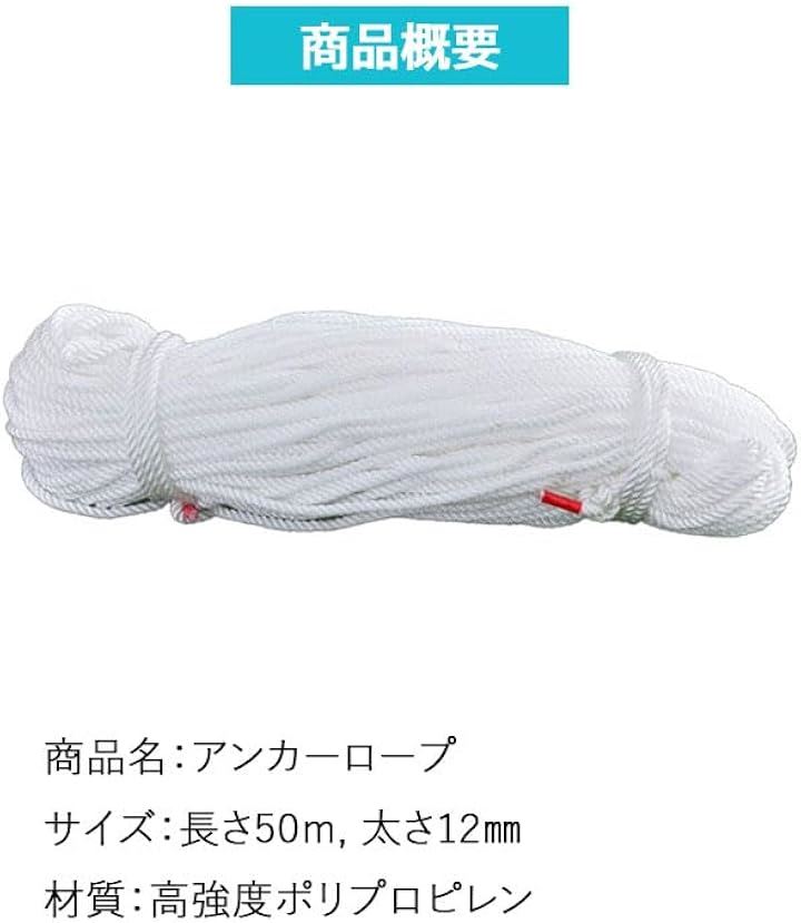 アンカーロープ 太さ 12mm 係留ロープ ボート ヨット 船 船舶