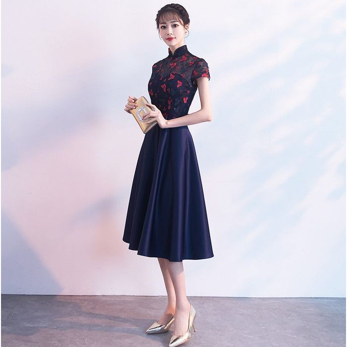 パーティードレス 韓国 ドレス 個性的 ワンピース プチプラ 結婚式 ぽっちゃり おしゃれ お呼ばれ 上品 二次会 謝恩会 成人式 可愛い ミモレ丈 花柄 レース ワンピース 半袖 レース 大きいサイ