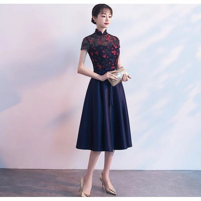 パーティードレス 韓国 ドレス 個性的 ワンピース プチプラ 結婚式 ぽっちゃり おしゃれ お呼ばれ 上品 二次会 謝恩会 成人式 可愛い ミモレ丈 花柄 レース ワンピース 半袖 レース 大きいサイ