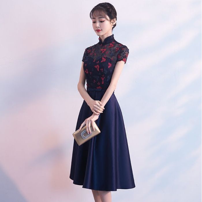 パーティードレス 韓国 ドレス 個性的 ワンピース プチプラ 結婚式 ぽっちゃり おしゃれ お呼ばれ 上品 二次会 謝恩会 成人式 可愛い ミモレ丈 花柄 レース ワンピース 半袖 レース 大きいサイ