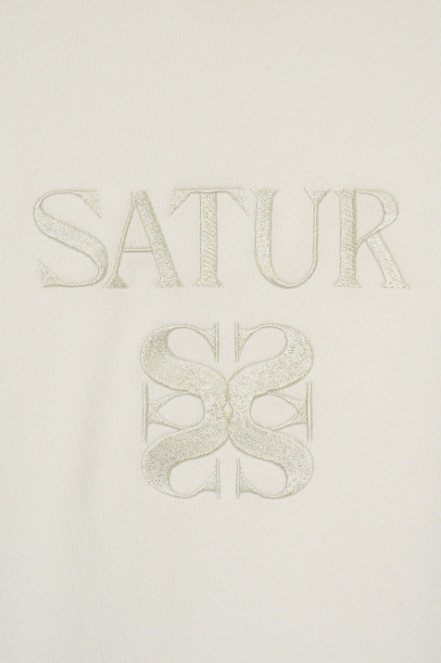 パーカー・フーディ SATUR Classic Letter Logo Hooded T-Shirt Resort Cream SATUR】 CLASSIC LETTER LOGO HOODIE : RESORT CREAM フード付き
