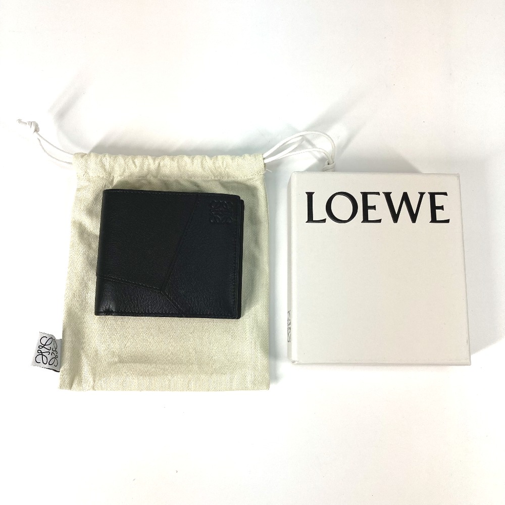 2つ折り財布 C510501X06 パズル バイフォールド コインウォレット アナグラム コンパクトウォレット レザー ブラック