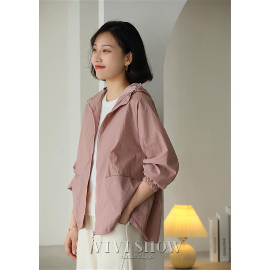 「最安値販売」パーカー レディース 春 夏 透け感 ライトアウター 軽アウター 長袖 UVカット ジャケット 紫外線対策 日焼け防止 ラッシュパーカー フード付き_6