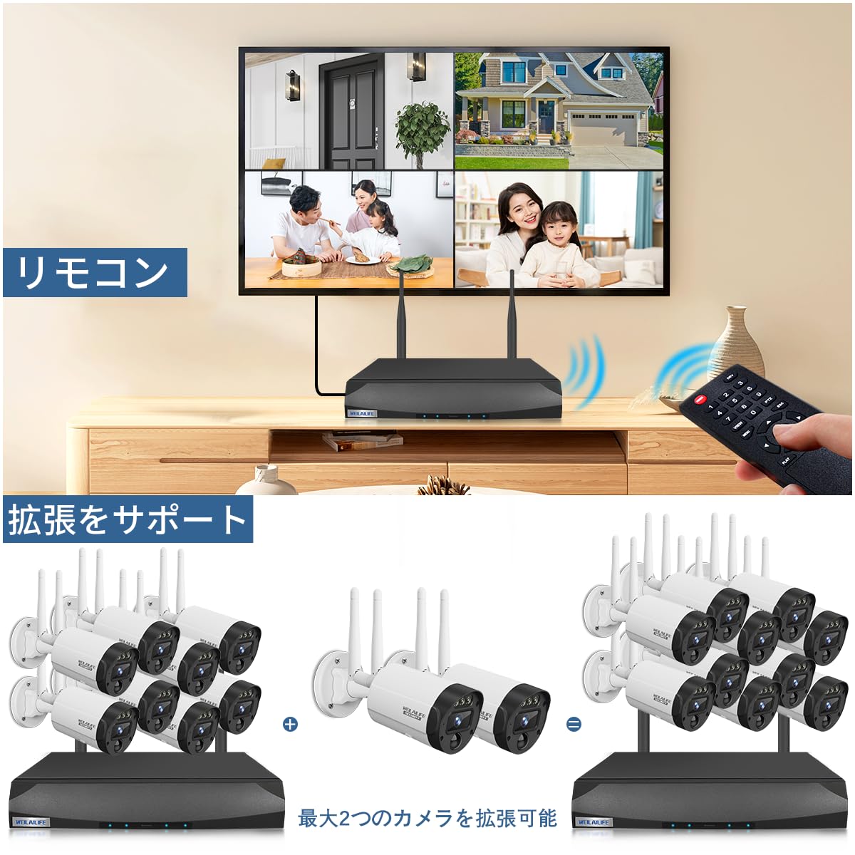 【双方向通話・ダブルアンテナ信号強化・130 超広角】防犯カメラセット 防犯カメラシステム 防犯カメラ ワイヤレス 屋外 防犯カメラシステム防犯カメラ 防犯カメラ ワイヤレス 屋外 ワイヤレス防犯カメ