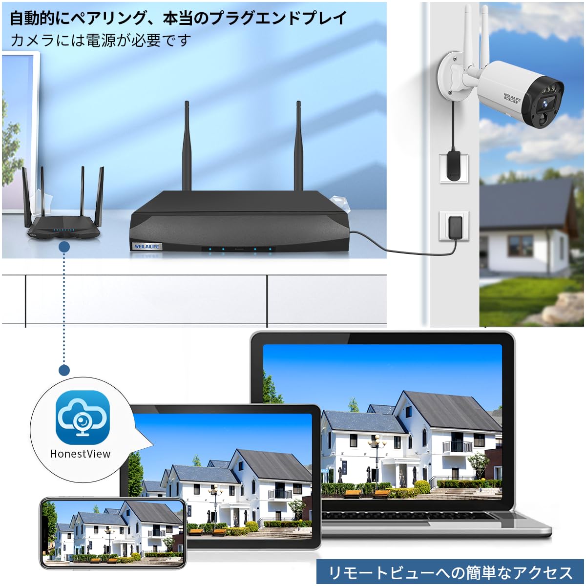 【双方向通話・ダブルアンテナ信号強化・130 超広角】防犯カメラセット 防犯カメラシステム 防犯カメラ ワイヤレス 屋外 防犯カメラシステム防犯カメラ 防犯カメラ ワイヤレス 屋外 ワイヤレス防犯カメ
