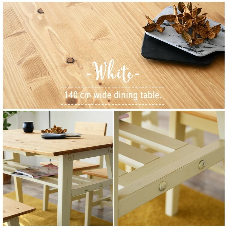 ダイニングテーブル 単品 カウンターテーブル 幅140 高さ72 テーブル パイン無垢 西海岸 天然木 ブラック ホワイト