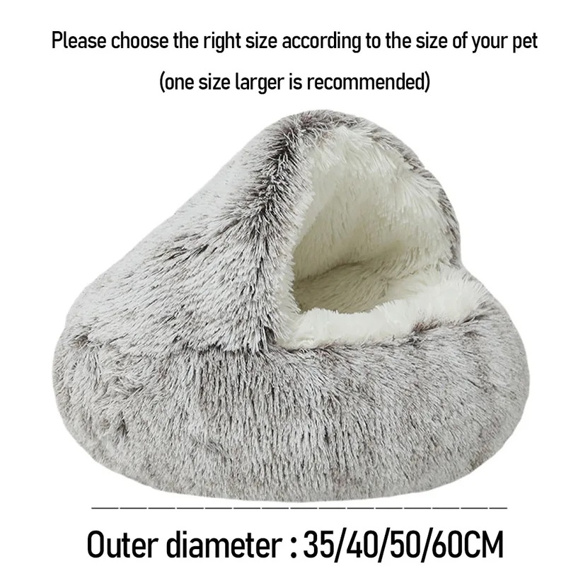フード付き洞窟ベッド,ぬいぐるみ,セミクローズキャット,子犬と子猫用の暖かいベッド,小さな犬のケンネル,冬のアクセサリー ShortVelvet-Gray 50cm