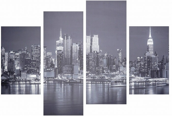 アートパネル 4枚セット 北欧 おしゃれ 壁掛け アートポスター IPT-61748 Bello Canvas New York Hudson River 絵画 タペストリー アートフレーム