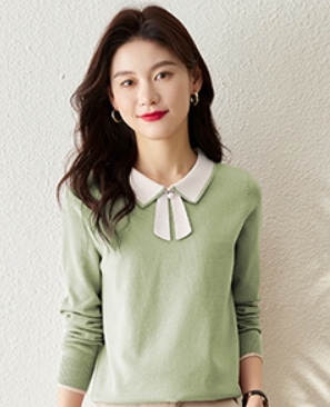 デート モテアイテム シャツ ニットソー 長袖 リボン ウール 可愛い きれいめ 上品 おしゃれ かっこいい 可愛い ラブリー キュート ガーリー クール モード系 セクシー エレガント