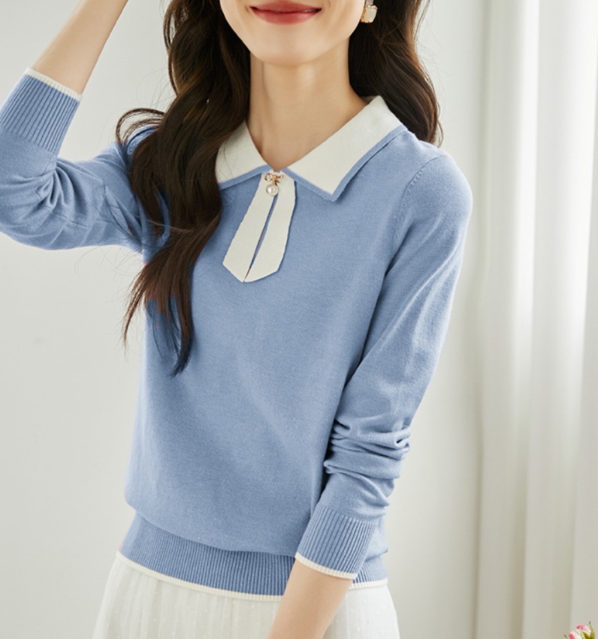 デート モテアイテム シャツ ニットソー 長袖 リボン ウール 可愛い きれいめ 上品 おしゃれ かっこいい 可愛い ラブリー キュート ガーリー クール モード系 セクシー エレガント