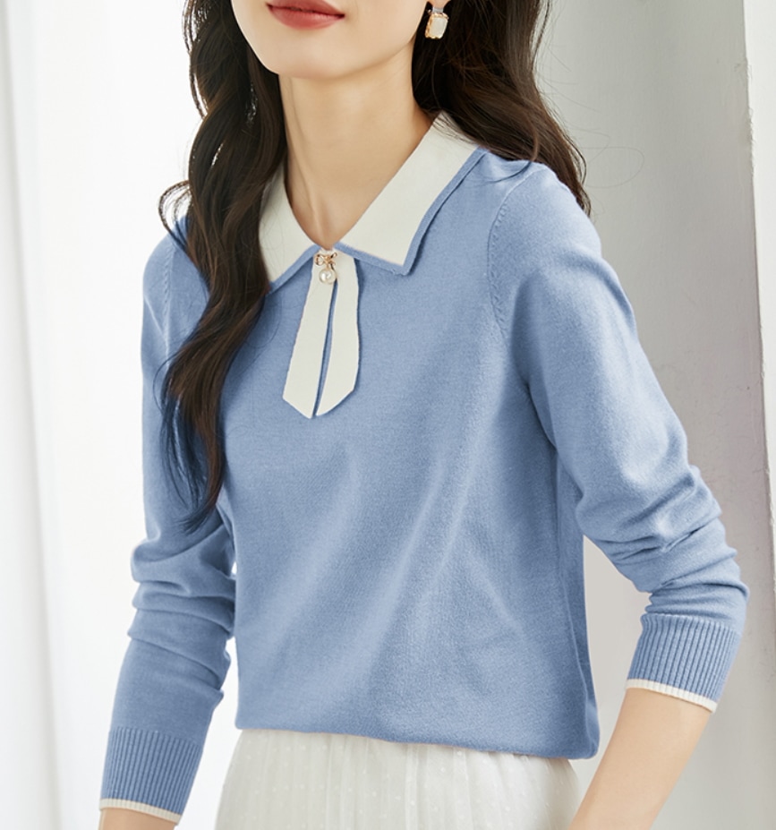 デート モテアイテム シャツ ニットソー 長袖 リボン ウール 可愛い きれいめ 上品 おしゃれ かっこいい 可愛い ラブリー キュート ガーリー クール モード系 セクシー エレガント