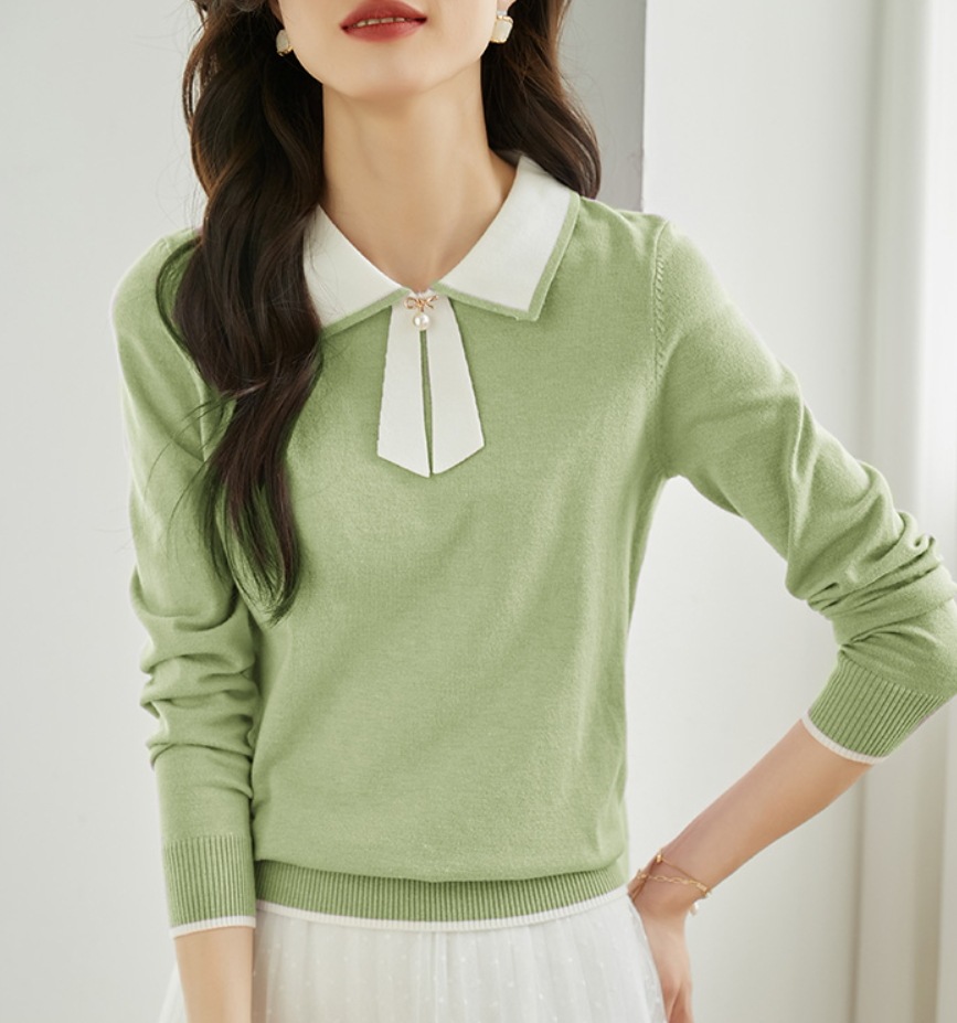 デート モテアイテム シャツ ニットソー 長袖 リボン ウール 可愛い きれいめ 上品 おしゃれ かっこいい 可愛い ラブリー キュート ガーリー クール モード系 セクシー エレガント