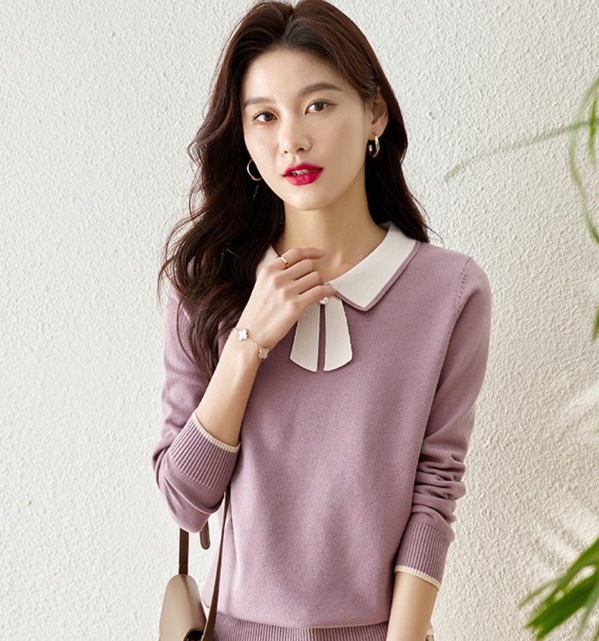 デート モテアイテム シャツ ニットソー 長袖 リボン ウール 可愛い きれいめ 上品 おしゃれ かっこいい 可愛い ラブリー キュート ガーリー クール モード系 セクシー エレガント