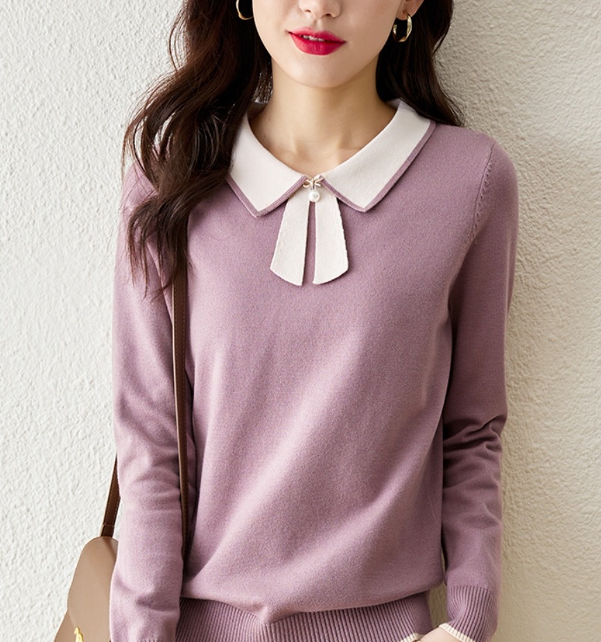 デート モテアイテム シャツ ニットソー 長袖 リボン ウール 可愛い きれいめ 上品 おしゃれ かっこいい 可愛い ラブリー キュート ガーリー クール モード系 セクシー エレガント