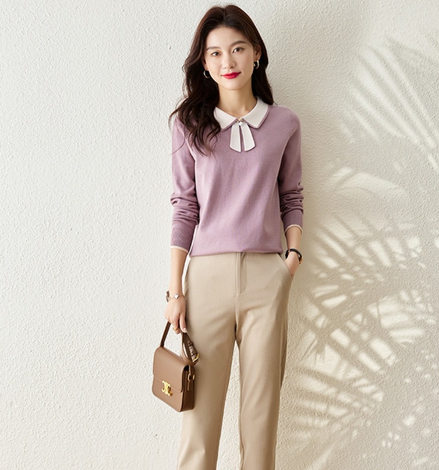 デート モテアイテム シャツ ニットソー 長袖 リボン ウール 可愛い きれいめ 上品 おしゃれ かっこいい 可愛い ラブリー キュート ガーリー クール モード系 セクシー エレガント