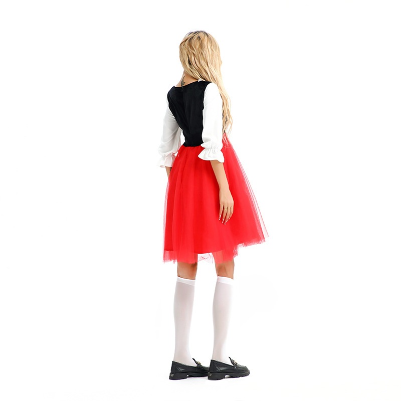 2025 ハロウィンコスチューム 赤ずきん ステージパフォーマンスコスチューム マント 農場 田園風 メイド服 ケープ ドレス_3