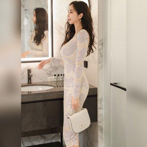 キャバドレス ナイトドレス ミディアムドレス ハイウエスト タイト ワンピース 長袖 シースルー デコルテ レース 切り替え レディース グラシア キャバドレス ナイトドレス ミディアムドレス ハイウエスト タイト ワンピース 長袖 シースルー デコルテ レース 切り替え レディース グラシア