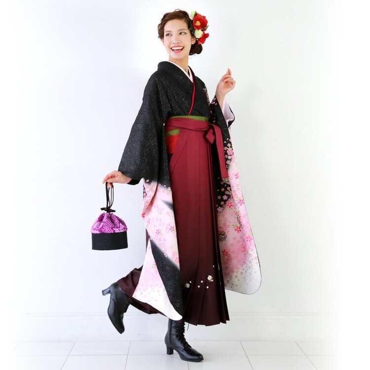 レンタル卒業式 袴 レンタル 女 袴セット 女 卒業式袴セット 正絹 振袖 着物&袴 フルセットレンタル 安い 黒地に薄紫ぼかし桜と鞠 ピンク ラメ入りハカマ はかま rental レンタル卒業式 袴 レンタル 女 袴セット 女 卒業式袴セット 正絹 振袖 着物&袴 フルセットレンタル 安い 黒地に薄紫ぼかし桜と鞠 ピンク ラメ入りハカマ はかま rental