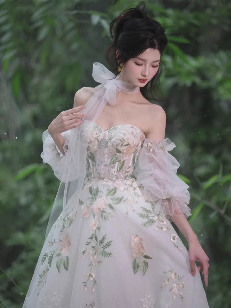 ホワイトブトップ婚約イブニングドレス女性ライトウェディングドレスフォレストスタイルスーパーフェアリー夢見心地成人式芸術試験 ホワイトブトップ婚約イブニングドレス女性ライトウェディングドレスフォレストスタイルスーパーフェアリー夢見心地成人式芸術試験