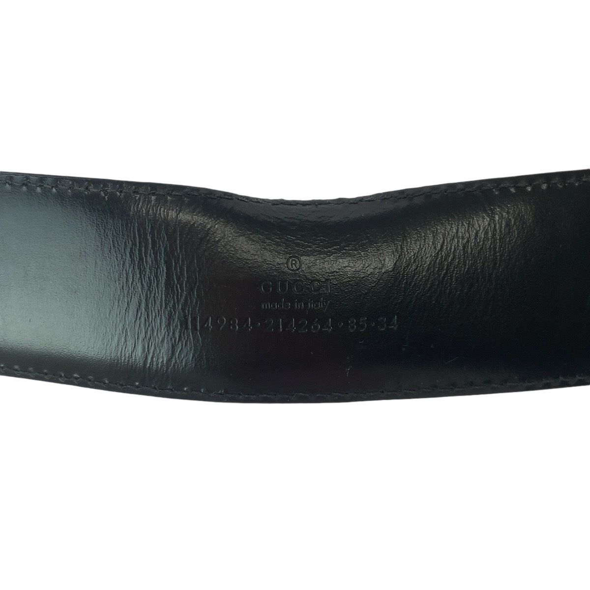 グッチシマ インターロッキング 85cm/34inc ブラック 黒 シルバー金具 レザー 114984 ベルト バックル メンズ 601819_7