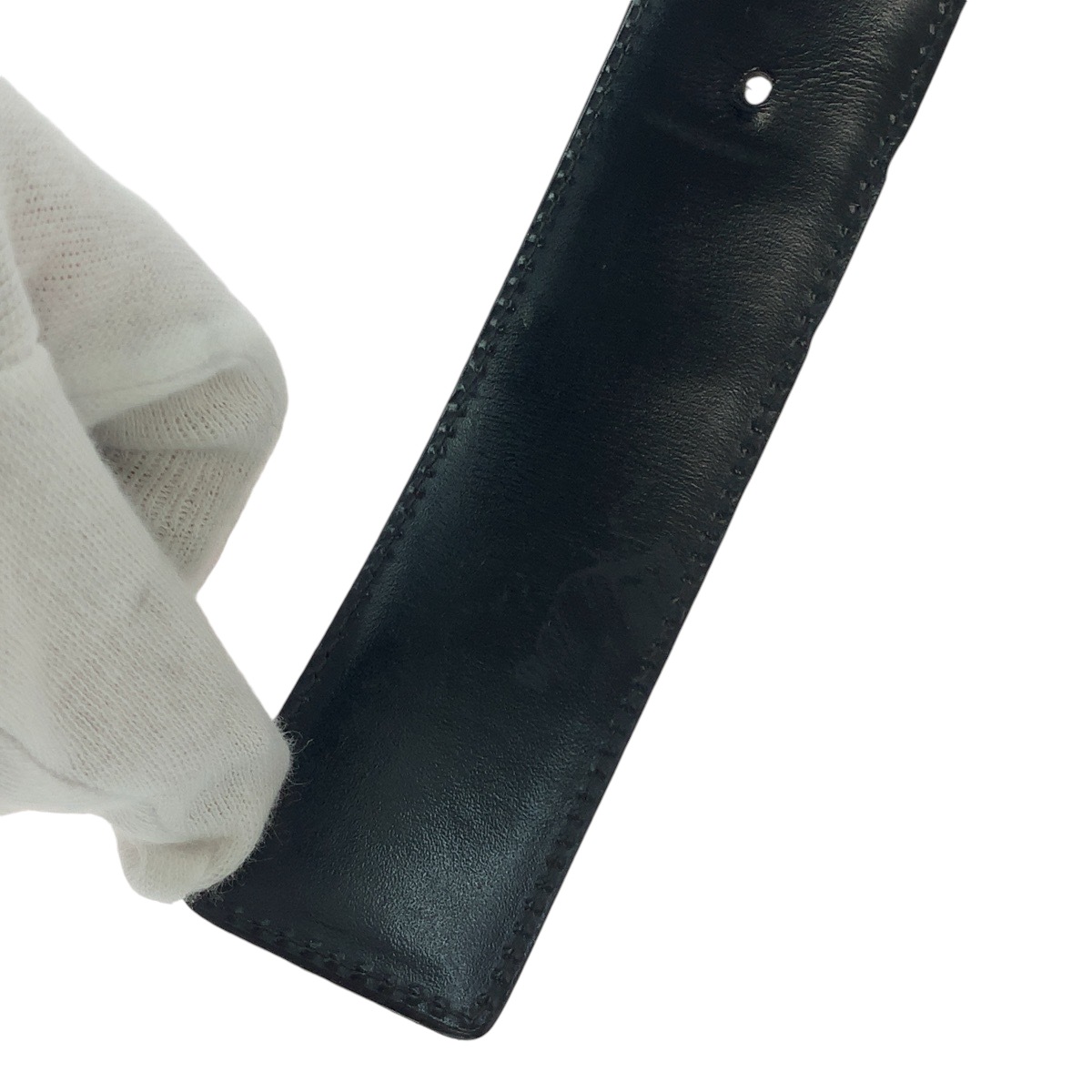 グッチシマ インターロッキング 85cm/34inc ブラック 黒 シルバー金具 レザー 114984 ベルト バックル メンズ 601819_9