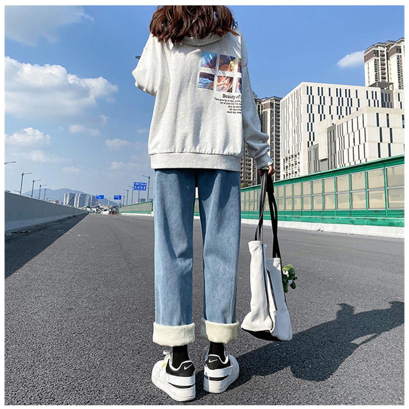 セール デニムパンツ レディース 裏起毛 パンツ デニム ワイド ボトムス ハイウエスト カジュアル ゆったり 着痩せ 通学 コーデ 大きいサイズ