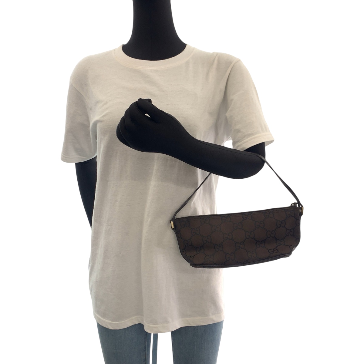 美品 ブラウン シルバー金具 キャンバス 257300 ハンドバッグ アクセサリーポーチ レディース 410717