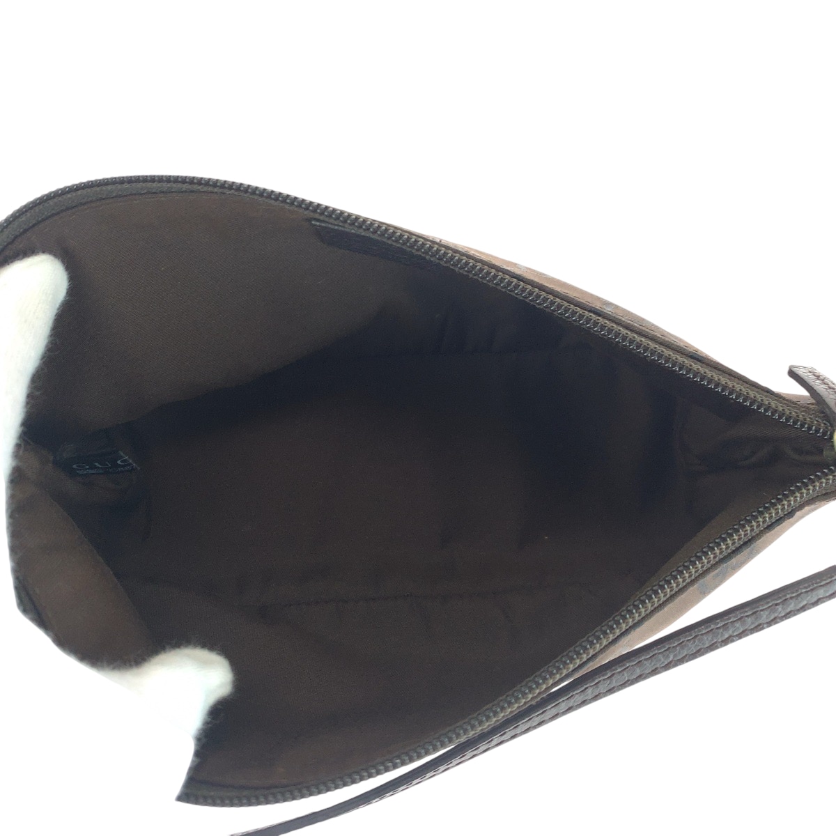 美品 ブラウン シルバー金具 キャンバス 257300 ハンドバッグ アクセサリーポーチ レディース 410717