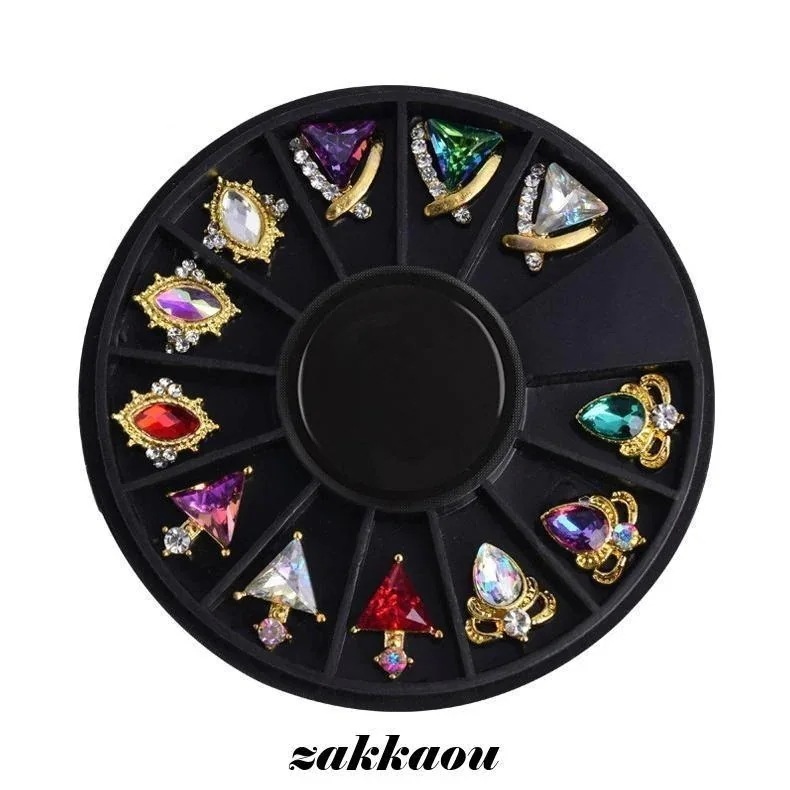 【1つ買うと12つ】ネイルジュエリー ネイルパーツ ビジュー デコパーツ セット 福袋 キラキラ エンブレム 枠 ワンポイント ホワイト エレガント[aea67]773