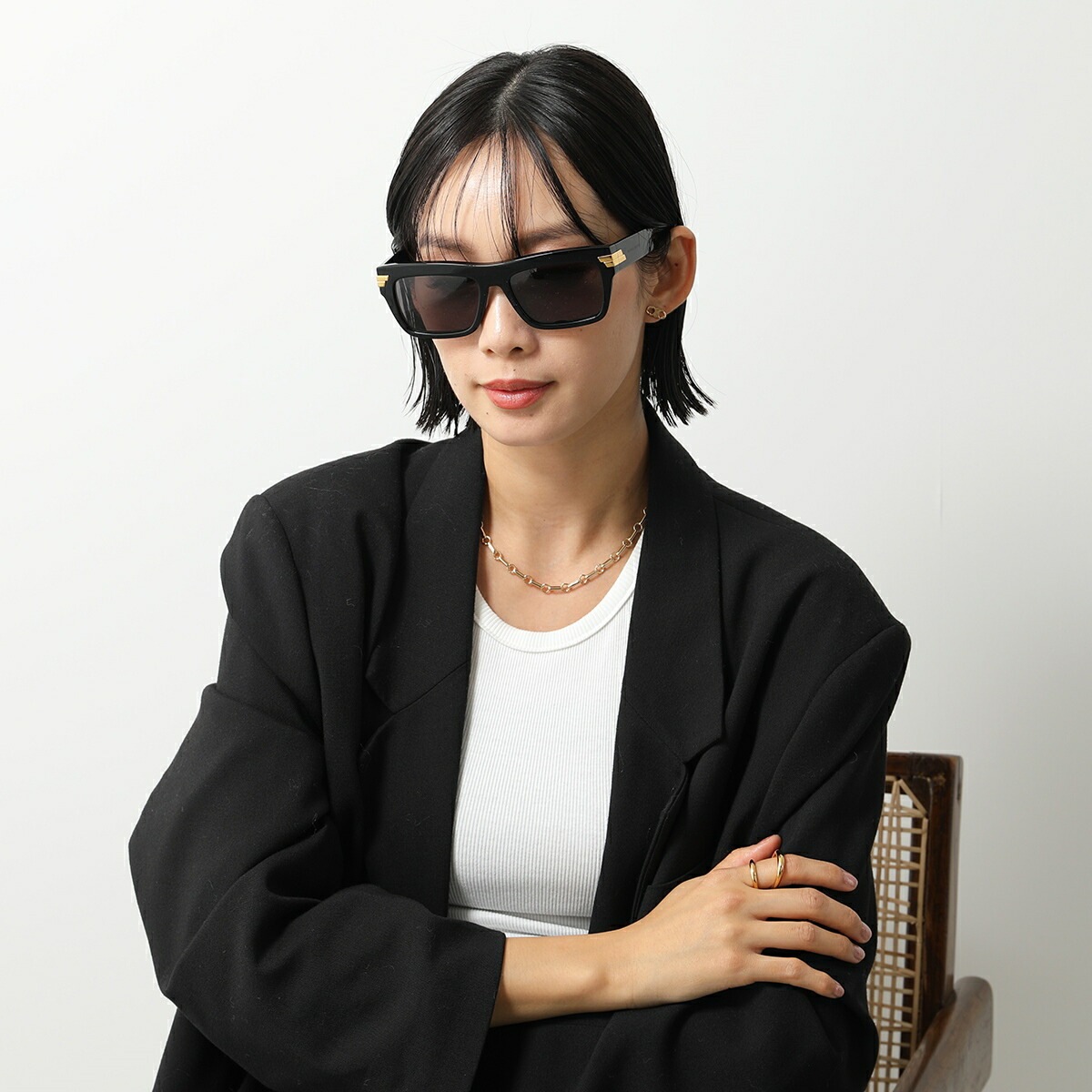 BOTTEGA VENETA ボッテガヴェネタ サングラス BV1058S レディース スクエア型 メガネ 眼鏡 ロゴ アイウェア カラー2色