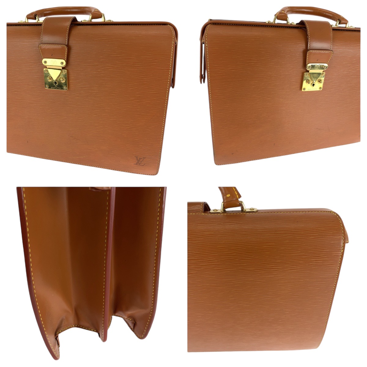 エピ セルビエット フェルモワール ブラウン ゴールド金具 エピレザー M54358 ビジネスバッグ ハンドバッグ メンズ 410175