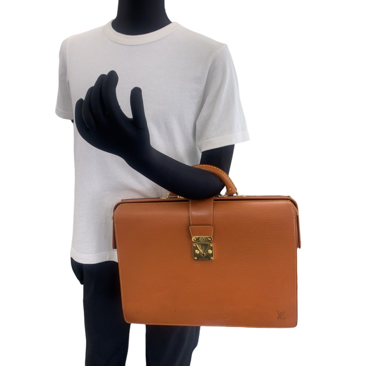 エピ セルビエット フェルモワール ブラウン ゴールド金具 エピレザー M54358 ビジネスバッグ ハンドバッグ メンズ 410175