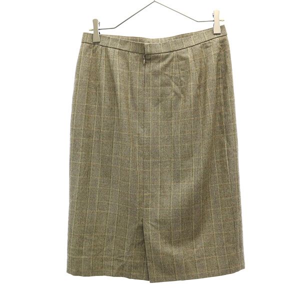 ウール チェック ミディ丈 タイトスカート 42 ブラウン系 レディース ウール チェック ミディ丈 タイトスカート 42 ブラウン系 レディース