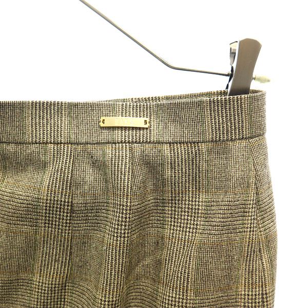 ウール チェック ミディ丈 タイトスカート 42 ブラウン系 レディース ウール チェック ミディ丈 タイトスカート 42 ブラウン系 レディース